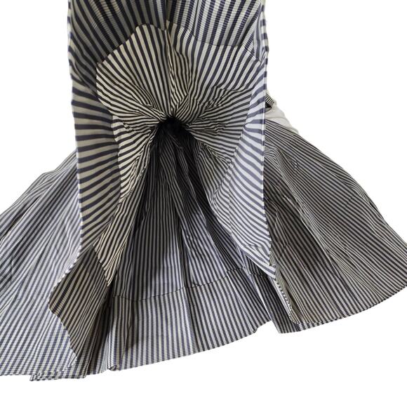 Vintage handmade striped dress 50s 60s XXS petite high neck blue cream ivory - Picture 10 of 15